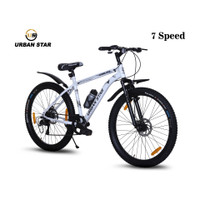 Urban Star DELTA | 7 SPEED | DUAL DISC | FRONT SUSPENSION | SEMI FITTED | FOR 13+ & ADULTS| 26 T (inch) Mountain Cycle(7 Gear, White, Only Front Suspension)