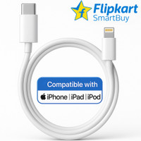 Flipkart SmartBuy Lightning Cable 3 A 1 m Original Quality 20W USB-C Type C to Lightning Fast Charging Data Cable, Replacement for Apple charger cable(Compatible with iPhone 6/7//8/X/XS Max/SE/11/12/13/14 Plus, Pro Max, Type C to Lightning cable, White, One Cable)