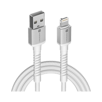 Portronics Lightning Cable 3 A 1 m Konenct X USB to 8 PIN Fast Charging with 1M Length(Compatible with Smartphones, Tablets, White, One Cable, USB Type A To Lightning, 18 W)