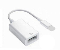 Hespa Lightning Cable 0.5 A 0.1 m Braided Shielding Type-C Female Adapter for 8-Pin Charging, Camera, and Sync(Compatible with iPhone13/12/11/Xr/X/XS/8/7/Card Reader/Flash Drive/Mouse/MIDI Keyboard, White, One Cable, USB Type A To Lightning)