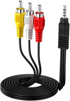 Muchoconnect  TV-out Cable 3.5mm to rca cable | AV cable for TV designed for analog audio & composite video(Black, For TV)