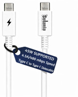 Sulania Type C 4.5 A 1 m PVC 45W C to C SuperVooc/Vooc/Dash/Technology Supported Datacable(Compatible with Samsung, Iphone, CMF, Realme, Vivo, White, One Cable, USB Type C To USB Type C)