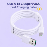 Tart USB Type C Cable 3 A 1 m Original SuperVOOC 65W Type C Fast Charging Cable | Charge & Data Sync Compatible with Oppo F29 Pro 5G, F27 Pro 5G, F25 5G, F23 5G, F21 5G(Compatible with Other Type-C Devices, White, One Cable, USB Type A To USB Type C)