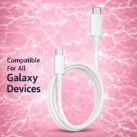 Tart USB Type C Cable 3 A 1 m Original Type C To C 3.3 FT Fast Charging USB C Cable High-Speed Data Transfer & Power Delivery For Galaxy S25/S24/S23/S22/A55/A35/M34/F34(Compatible with All Samsung Galaxy Type-C Models, White, One Cable, USB Type C To USB Type C)