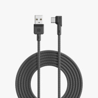 Portronics USB Type C Cable 3 A 2 m Konnect L with Data Sync, Nylon Braided, Tangle Resistant, Fast Charging Cable(Compatible with All Phones WithC port, Grey, One Cable)
