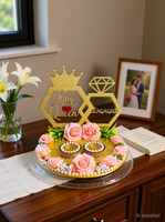 The Hnadvark DesiCraftr engagement ring platter king and queen Ceremony plate Wood, Plastic Decorative Platter(White, Gold)