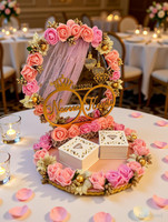 Unique Palette Beautiful Engagement Ring Platter, 10x10x13 inch 2 Detachable Ring Boxes Tray Wood Decorative Platter(Pink, Gold)