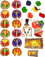 Lootnixx (Pack of21 Only for Size-0)12-Laddu Gopal Dress With 5-Napy,1-Mukut Set,1Cushion Dress(Silk)