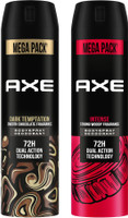 AXE Dark Temptation & Intense Deodorant Spray  -  For Men(430 ml, Pack of 2)