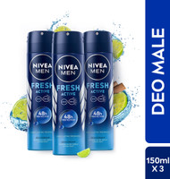 Nivea Men Fresh Active Combo , Antibacterial 48h Protection, Long Lasting, Anti Prespirant Deodorant Spray  -  For Men(450 ml, Pack of 3)