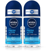 NIVEA Fresh Active Combo, Antibacterial 72h Protection, 0% Alcohol, Ocean Extracts Deodorant Roll-on  -  For Men(100 ml, Pack of 2)