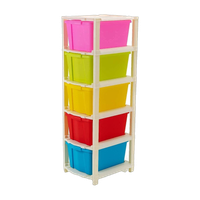 J K INTERNATIONAL 5 Compartments Plastic Modular Drawer(Multicolor)