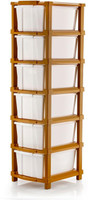 J K INTERNATIONAL 6 Compartments Plastic Multipurpose Drawer, Storage Organizer Home(White)