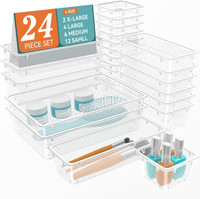 NIEBLA 24 Compartments Plastic Drawer organizers/ Dressing Table Organizer & Make up Organizers(Transparent)