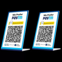 Ganesh 2 Compartments Acrylic QR Code Display Stand L Shape Portrait Style Display Stand(White)