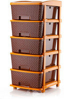PALAK 5 Plastic Modular Drawer System for Home, Office, Hospital, Parlor Plastic Free Standing Chest of Drawers(Finish Color - Brown, Door Type- Hinged, Pre-assembled)