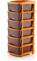 PALAK 6 Plastic Modular Drawer System for Home, Office, Hospital, Parlor Plastic Free Standing Chest of Drawers(Finish Color - Brown, Door Type- Hinged, Pre-assembled)