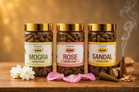 BANSI Exclusive Dhoop Cones- Rose,Mogra,Sandal(125g) Floral, Jasmine, Rose, Sandal Dhoop(Pack of 3)