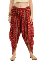 Arowaana Maroon Rayon Fabric Printed Women Dhoti