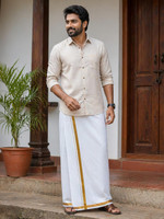 VRIKSHAM VRIKSHAM Men’s Cotton Single Layer White Dhoti | Traditional Indian Wear Woven, Solid Men Dhoti