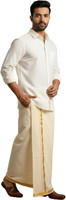 Thooyra Premium Men’s Dhoti | Readymade Velcro Dhoti for Men Cotton |Festive Ethnic Wear Solid, Striped Men Dhoti