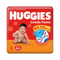 Huggies Comfy Baby Pant Diapers - L(64 Pieces)