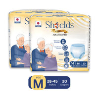 Shields Premium Pant Style | Pack of 2 | Adult Diapers - M(20 Pieces)