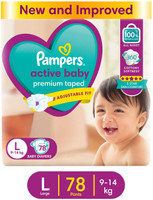 Pampers Active Baby Taped Diapers with Adjustable Fit - L(78 Pieces)