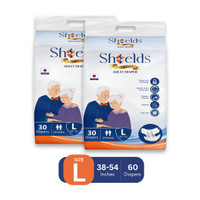 Shields Premium Tape Style | Pack of 2 | Adult Diapers - L(60 Pieces)