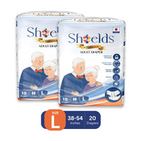 Shields Premium Tape Style | Pack of 2 | Adult Diapers - L(20 Pieces)