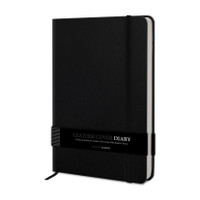 alDivo Texture Leather Cover Executive Journal Notebook Diary with Elastic Lock A5 Diary Ruled 192 Pages(Black)