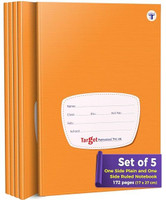 Target Publications Single Line Notebooks | One Side Blank/Unruled & One Side Ruled | 172 Pages Regular Notebook One Side Blank & One Side Ruled 172 Pages(Brown, Pack of 5)