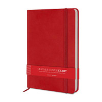 alDivo Texture Leather Cover Executive Journal Notebook Diary with Elastic Lock A5 Diary Ruled 192 Pages(Red)