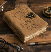 DI-KRAFT Leather Cover Engraved Diary With Metal Lock Daily Use Journal A5 Diary unruled 100 Pages(Brown 18)