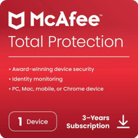 McAfee 2026 1 PC 3 Years Total Security Compatible with Android, Windows and Mac, iOS (Email Delivery - No CD)(Standard Edition)
