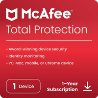 McAfee 2026 1 PC 1 Year Total Security Compatible with Android, Windows and Mac, iOS (Email Delivery - No CD)(Standard Edition)