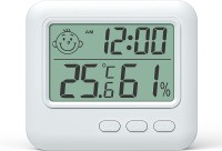 thermomate Accurate Temperature Indicator Wall Mounting LCD Digital Clock for IndoorOutdoor Outdoor/Indoor Room Thermometer Hygrometer with Clock Time Humidity Monitor Thermometer(White)