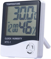 SWADESI BY MCP Room ThermometerTemperature Humidity Meter,LCD Electronic Digital Outdoor/Indoor Room Thermometer Hygrometer with Clock Time Humidity Monitor for Home,Bedroom Thermometer(White)