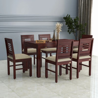 Flipkart Perfect Homes SHEESHAM WOOD SIX SEATER DINING SET Solid Wood 6 Seater Dining Set(Finish Color -MAHOGANY FINISH A, DIY(Do-It-Yourself))