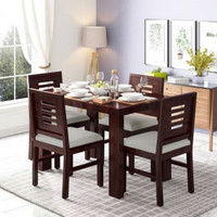 Allie Wood Rosewood (Sheesham) Solid Wood 4 Seater Dining Set(Finish Color -Dark Walnut, DIY(Do-It-Yourself))