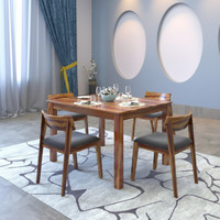 Deuba Solid Wood Sheesham Solid Wood 4 Seater Dining Set(Finish Color -Natural Brown Teak (7), DIY(Do-It-Yourself))