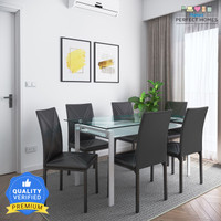 Flipkart Perfect Homes Luzon Metal 6 Seater Dining Set(Finish Color -Midnight Black SIB, Knock Down)