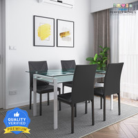 Flipkart Perfect Homes Luzon Metal 4 Seater Dining Set(Finish Color -Midnight Black SIB, Knock Down)