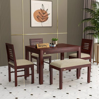 Flipkart Perfect Homes Sheesham Wood Four Seater Dining Set Solid Wood 4 Seater Dining Set(Finish Color -MAHOGANY FINISH A, DIY(Do-It-Yourself))