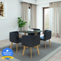 Flipkart Perfect Homes Atiu Metal 4 Seater Dining Set(Finish Color -Midnight Black, Knock Down)