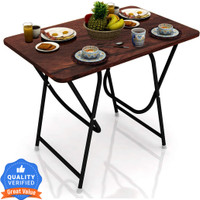 wow craft Space Saver Foldable and Portable Engineered Wood 2 Seater Dining Table(Finish Color - Broen, Pre-assembled)