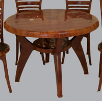 AAMROSE Plastic 4 Seater Dining Table(Finish Color - TEAKWOOD, DIY(Do-It-Yourself))