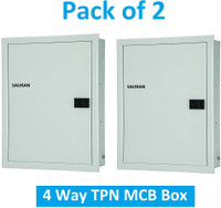 Sauran Pack of 2 Four Way TPN MCB Metal Box H098 WMB62.2 Distribution Board