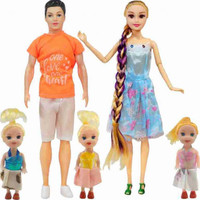 AKANSHA Couple Doll Set with 3 Baby Dolls, Movable Man & Full Foldable & Long Hair Doll(Multicolor)