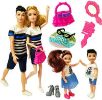 Tarak Family Barbie Doll Set for Girls/ Doll Set for gilrs of 4 Dolls set(Multicolor)